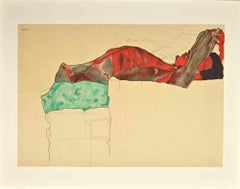 Reclining Male Nude - Lithograph after Egon Schiele 