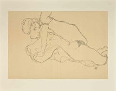Reclining Nude, Left Leg Raised - Lithograph after Egon Schiele 