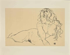 Reclining Nude With Raised Torso - Lithograph after Egon Schiele 