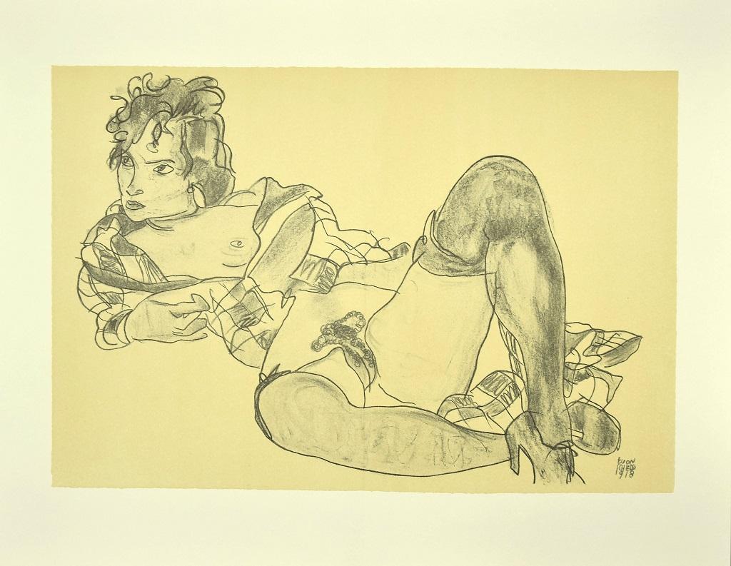 Reclining Woman - Original Lithograph after Egon Schiele - 2007
