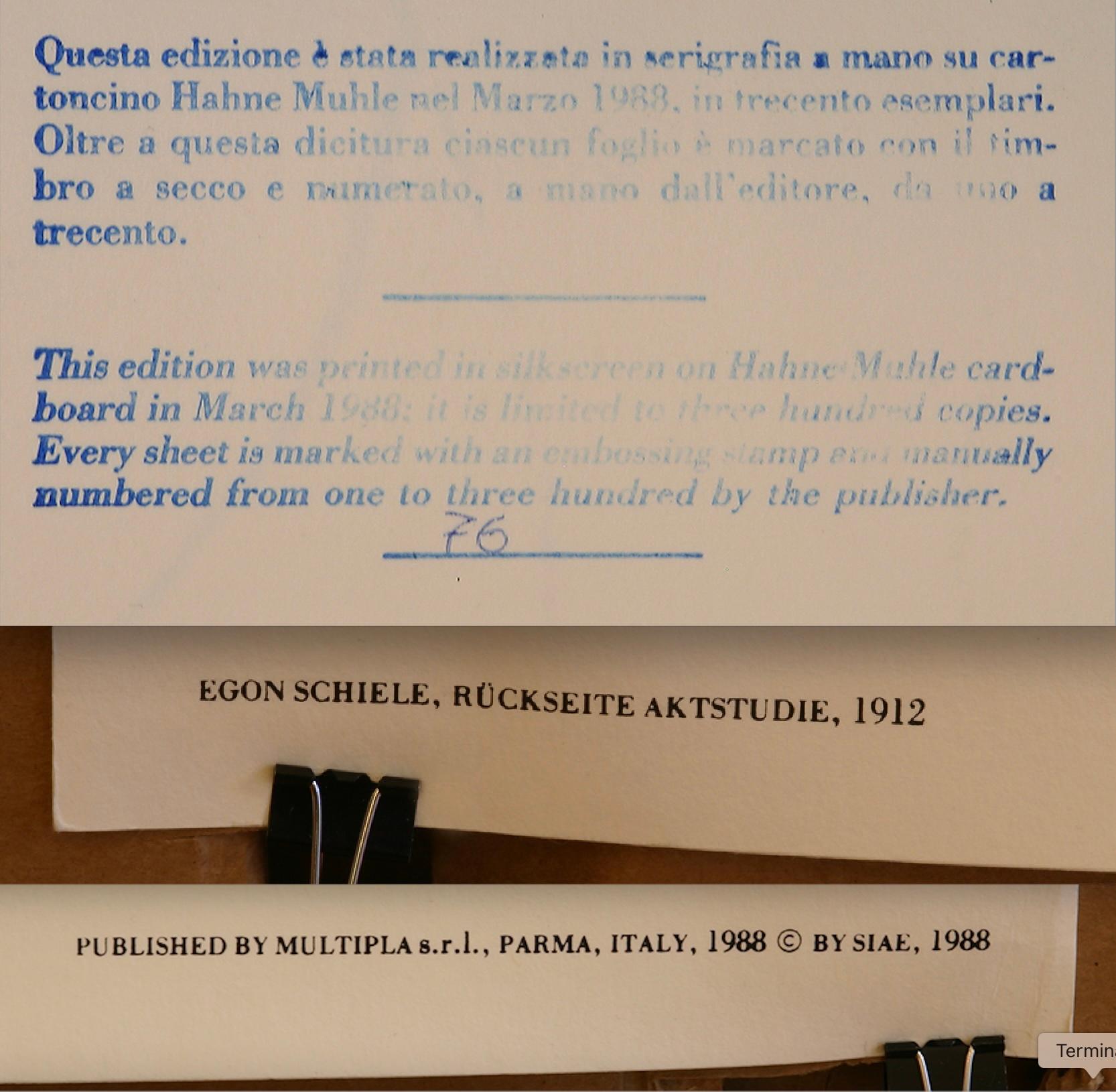 RÜCKSEITE AKTSTUDIE - Expressionist Print by Egon Schiele