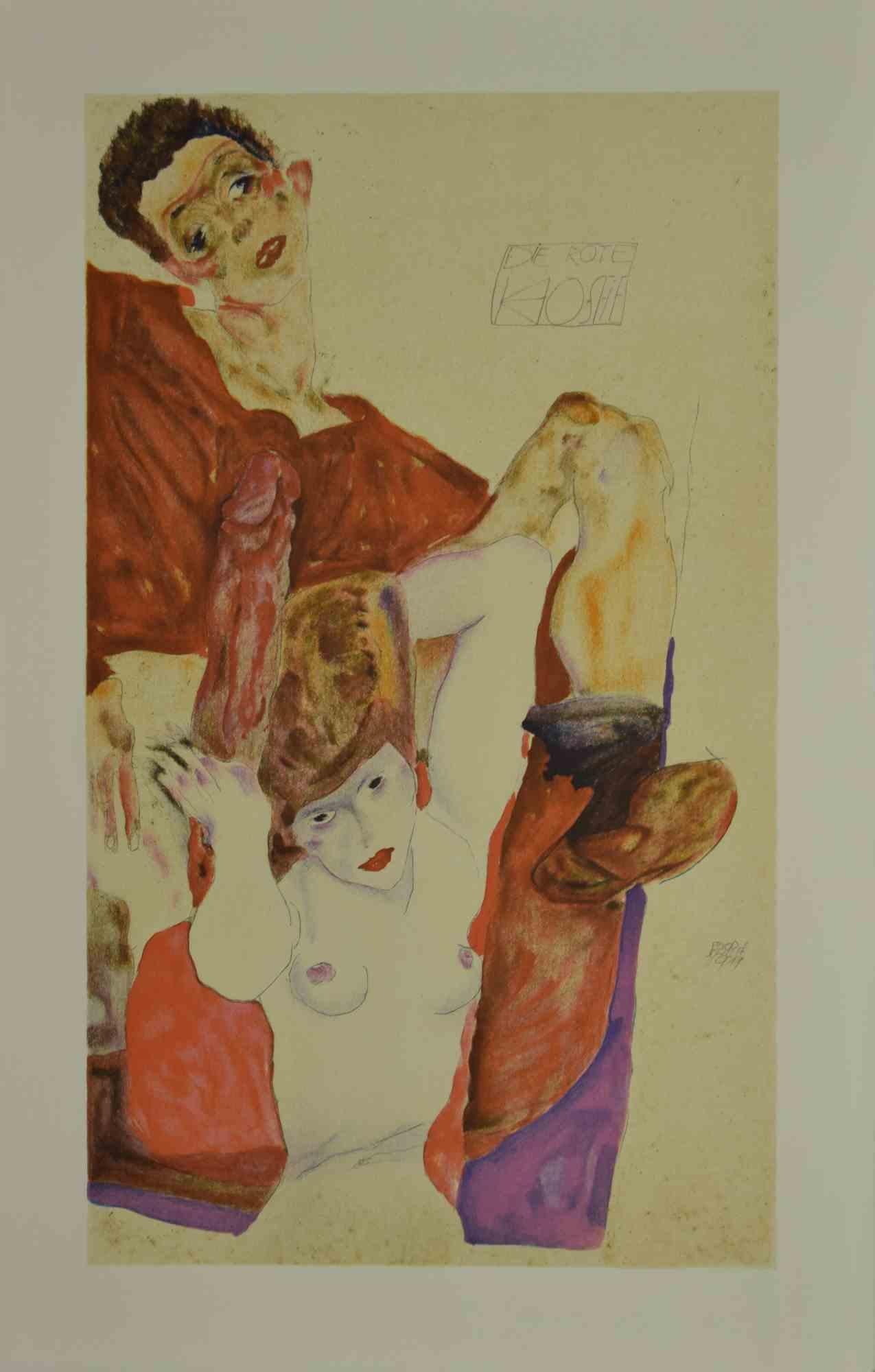 Egon Schiele Portrait Print - The Red Host - Lithograph - 2007