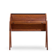 Egon Østergaard Style Danish Teak Tambour Door Roll Top Desk