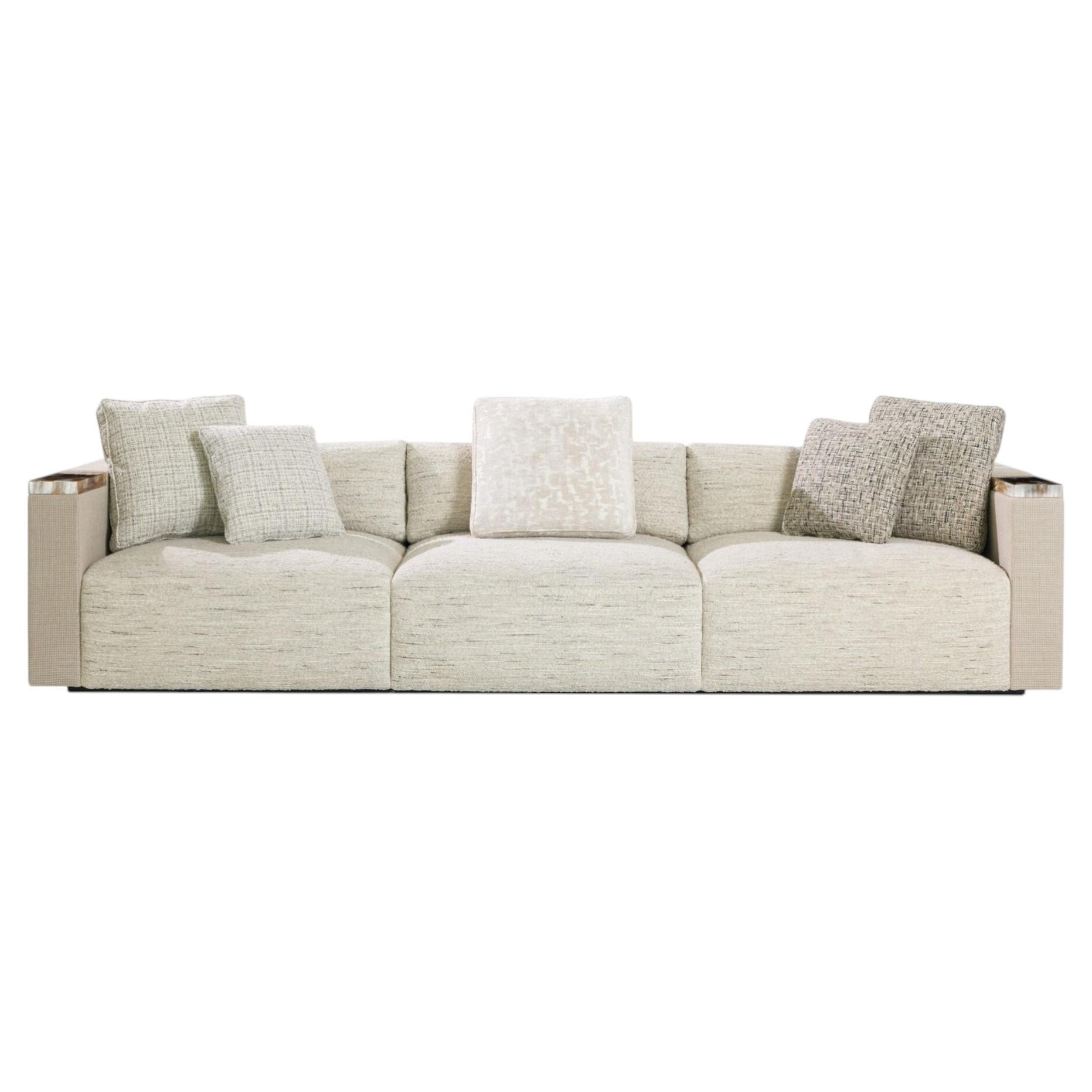 Egon Three-Seater Sofa in Lamberto & Avion Fabrics by Arcahorn For Sale