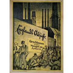 Antique Egon Tschirch's original poster "Englands Absicht: Geschlossen Wegen Mangel"