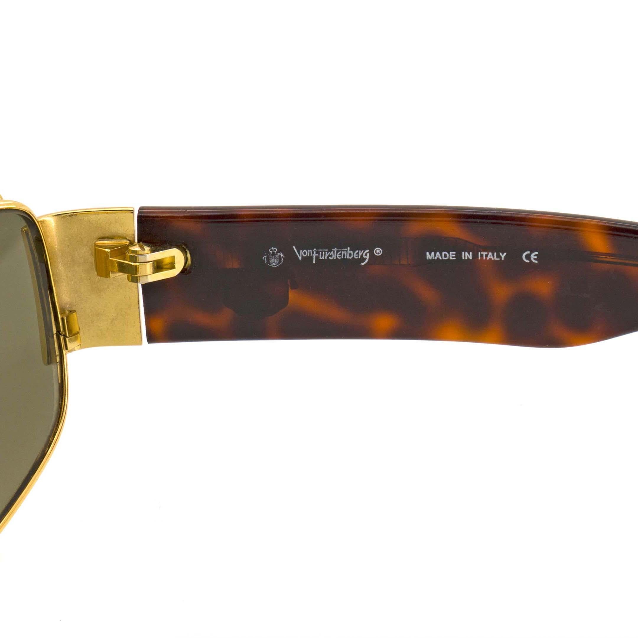 Brown Egon Von Furstenberg aviator sunglasses, Italy 1980s For Sale