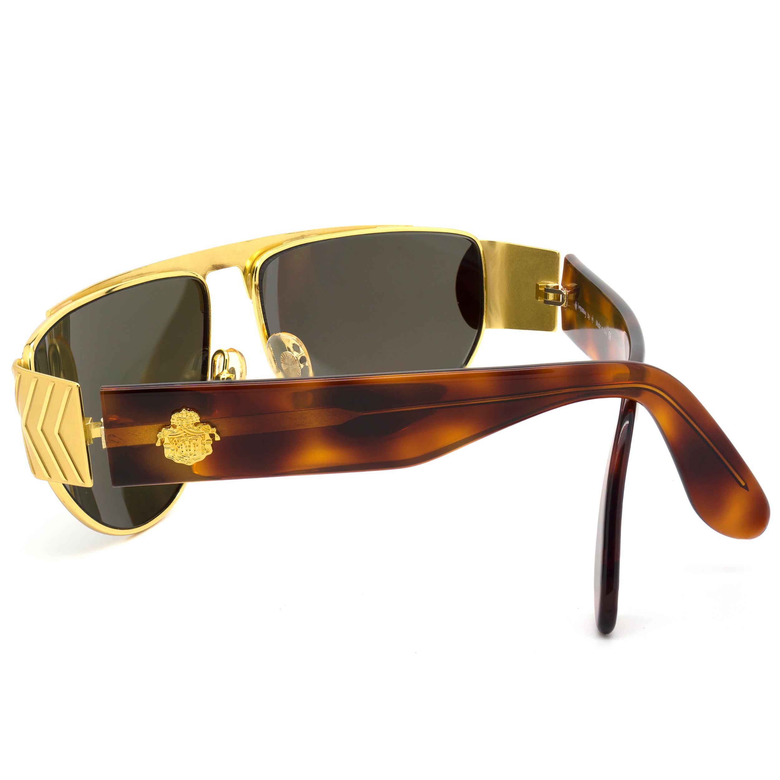 Marron Egon Von Furstenberg lunettes de soleil d'aviateur, Italie, années 80 en vente