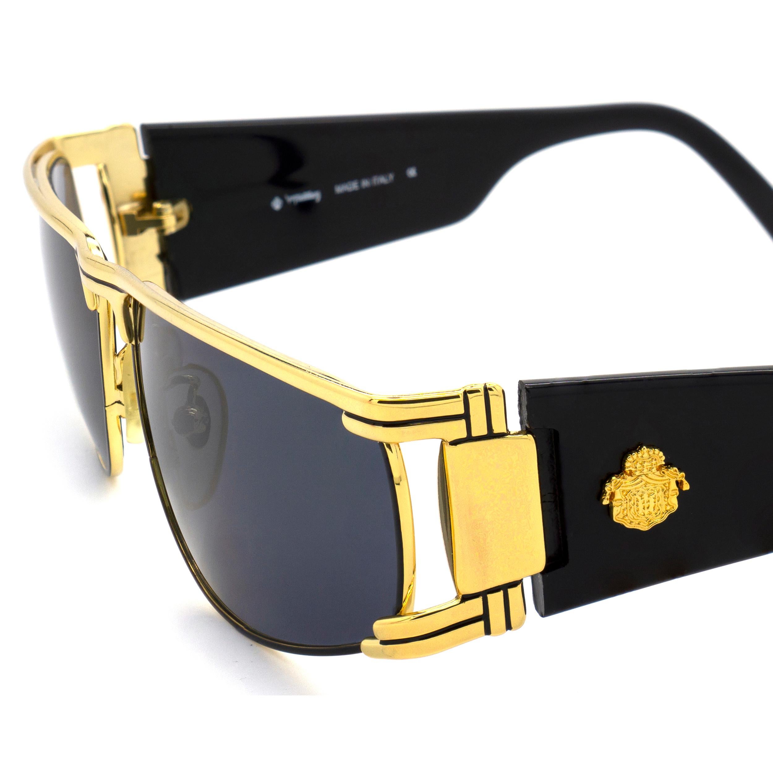 Noir Egon Von Furstenberg lunettes de soleil d'aviateur, Italie, années 80 en vente