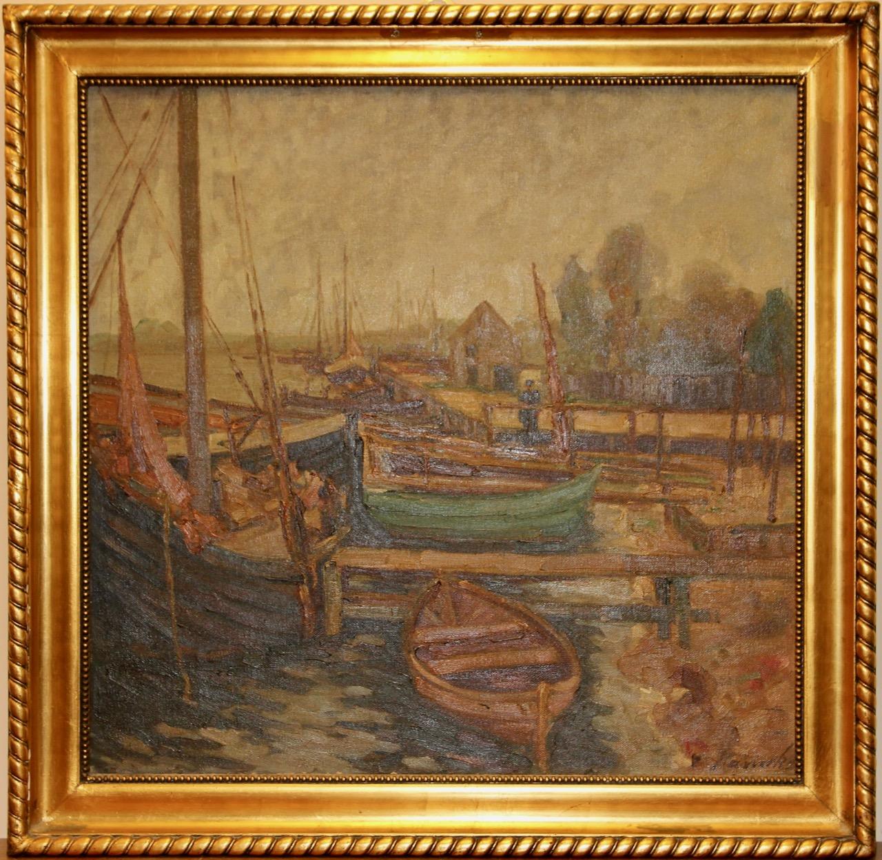 Peinture à l'huile ancienne d'Egon von Kameke, "Boat Dock" (quai de bateau)

Dimensions mesurées avec le cadre.

Certificat d'authenticité inclus.
