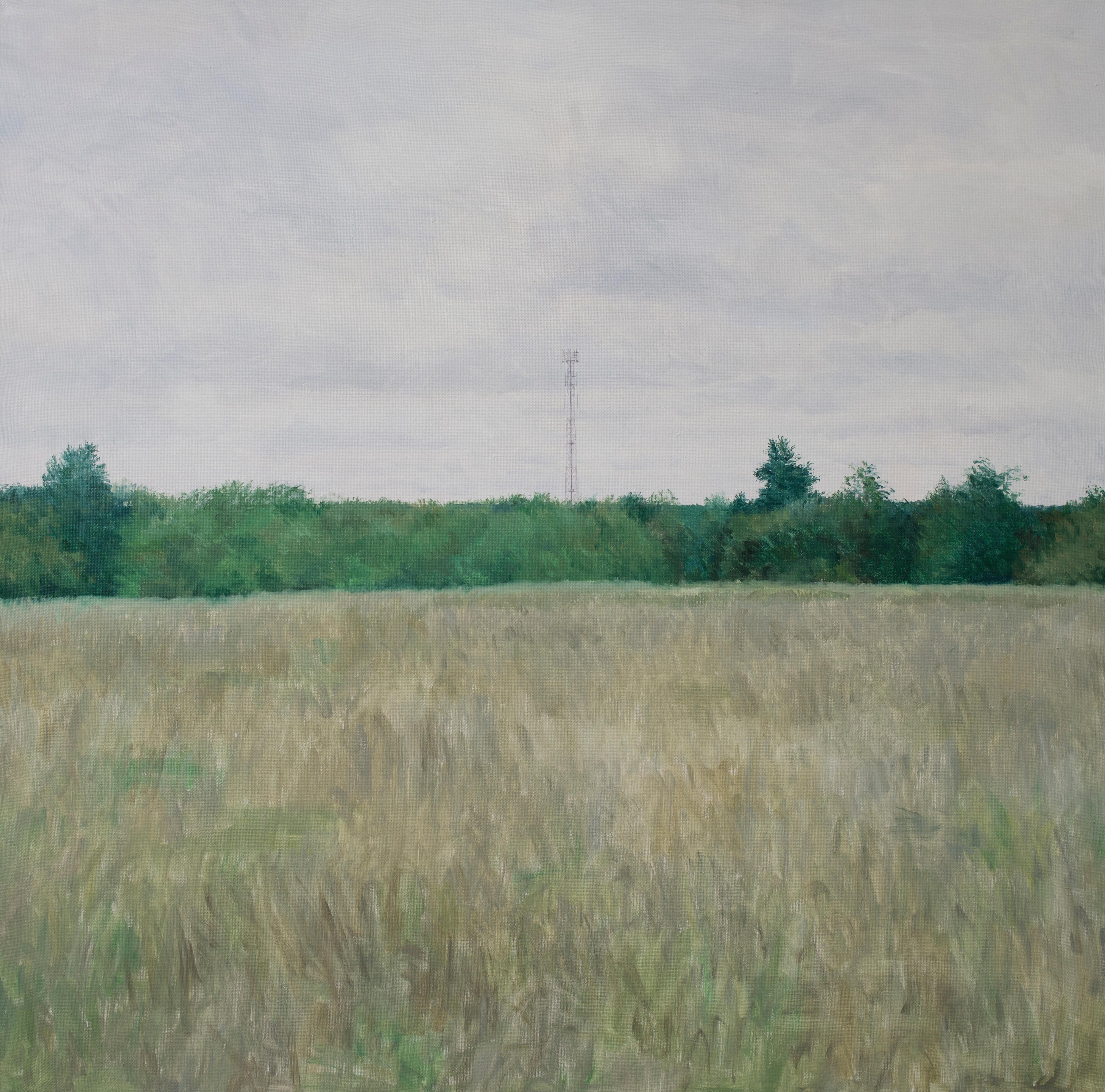„Landschaft mit Repeater“, Ölgemälde 39" x 39" Zoll von Egor Plotnikov