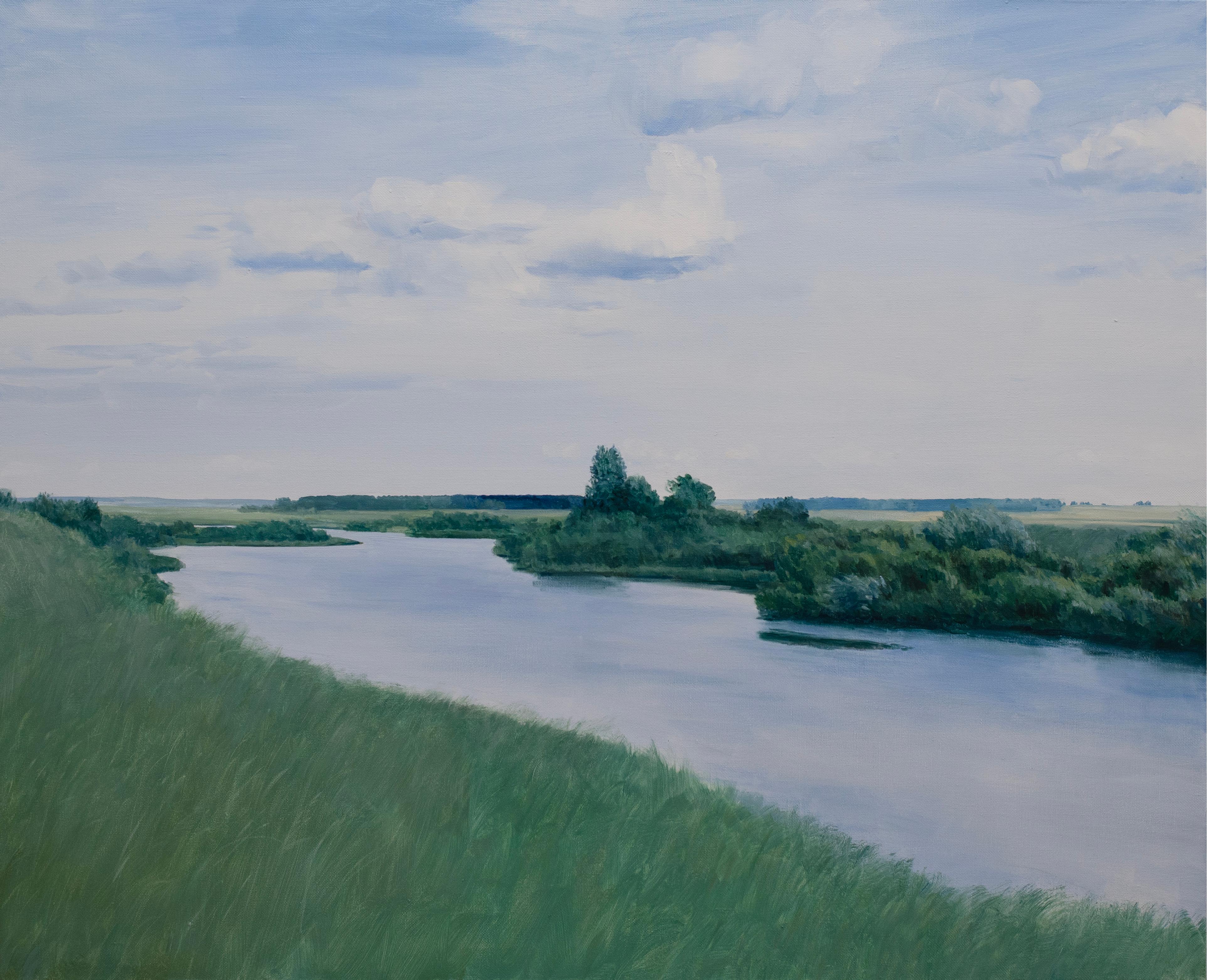 "On the River" Oil Painting 39" x 47" inch by Egor Plotnikov