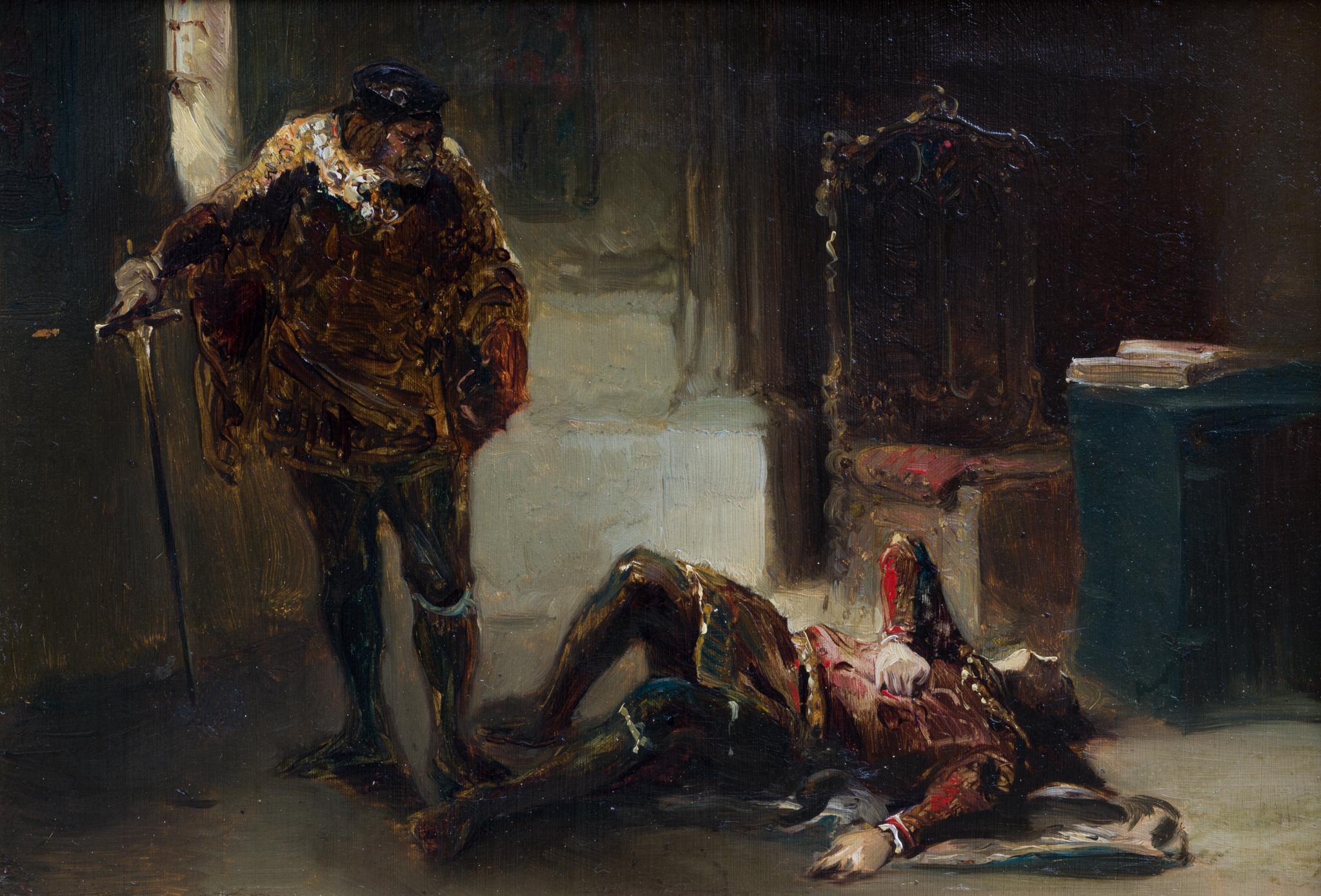 Asesinato de Clarence en la Torre; Escena de Ricardo III, Acto I, Esc. 4 - Painting Realista de Egron Sellif Lundgren