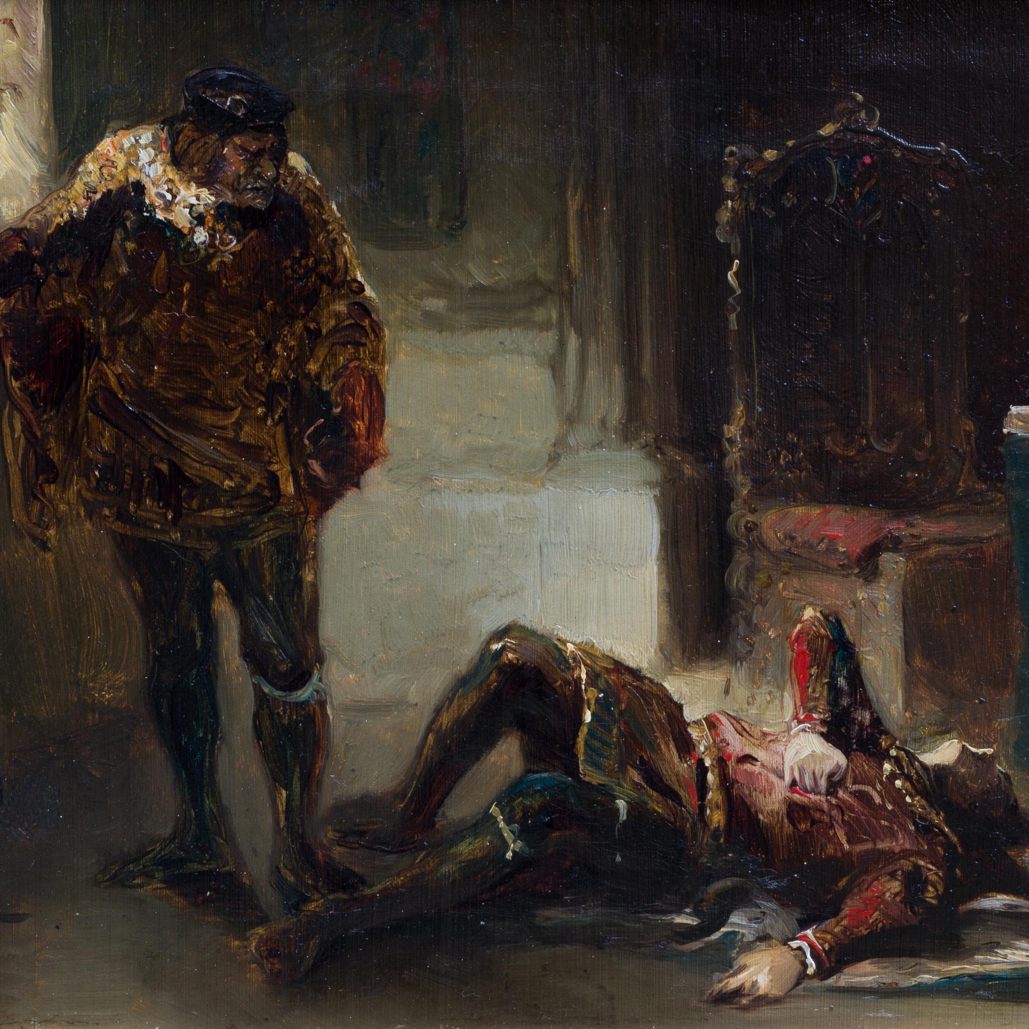 Egron Sellif Lundgren (Estocolmo 1815-1875 Estocolmo)

El asesinato de Jorge, duque de Clarence en la Torre de Londres; una escena de Ricardo III de Shakespeare (Acto I, escena 4)

Autentificado por Karl Asplund (1890-1978) el 15 de marzo de 1966 en