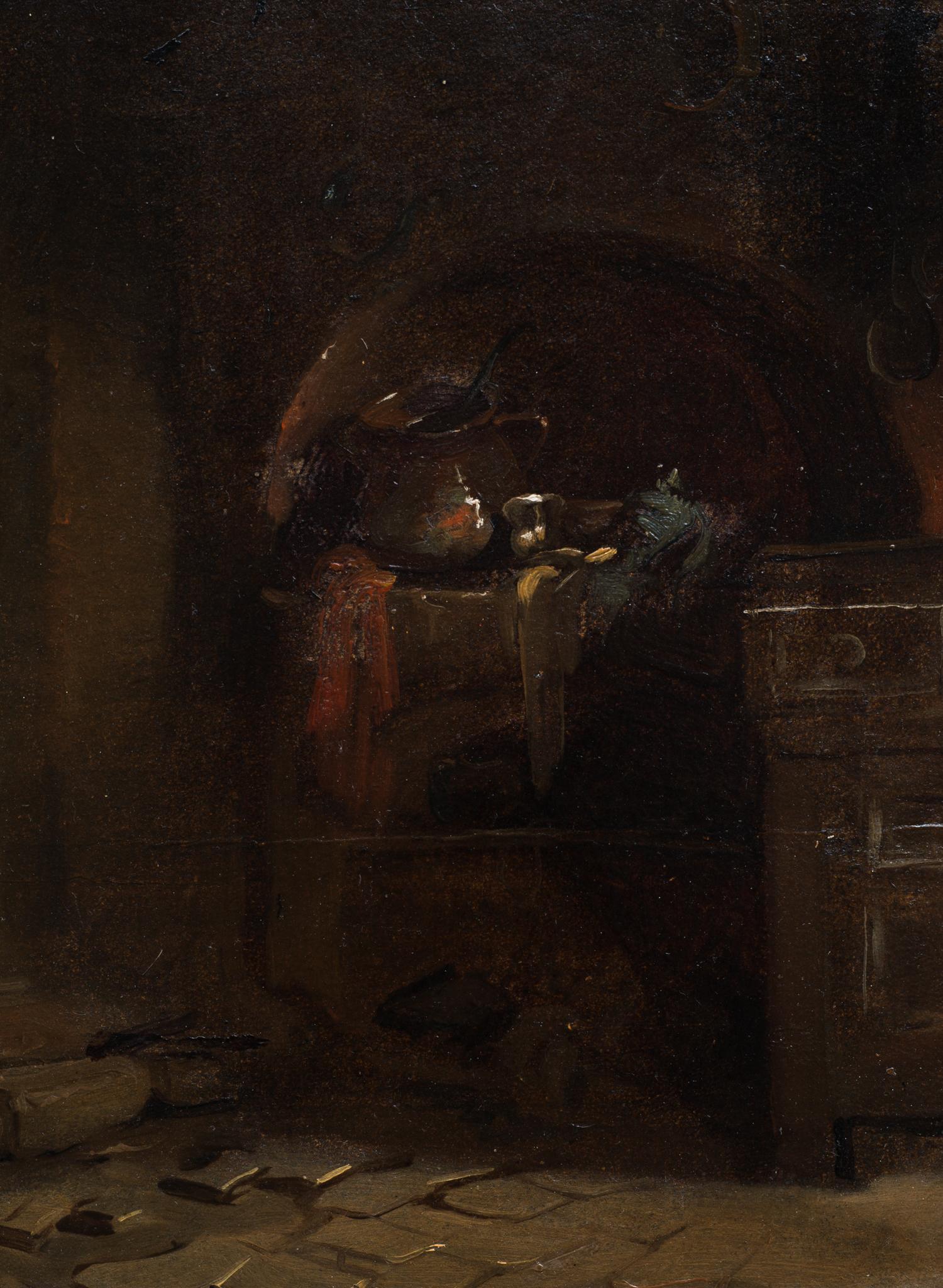 Intérieur d'une cuisine, c. 1840 - Maîtres anciens Painting par Egron Sellif Lundgren