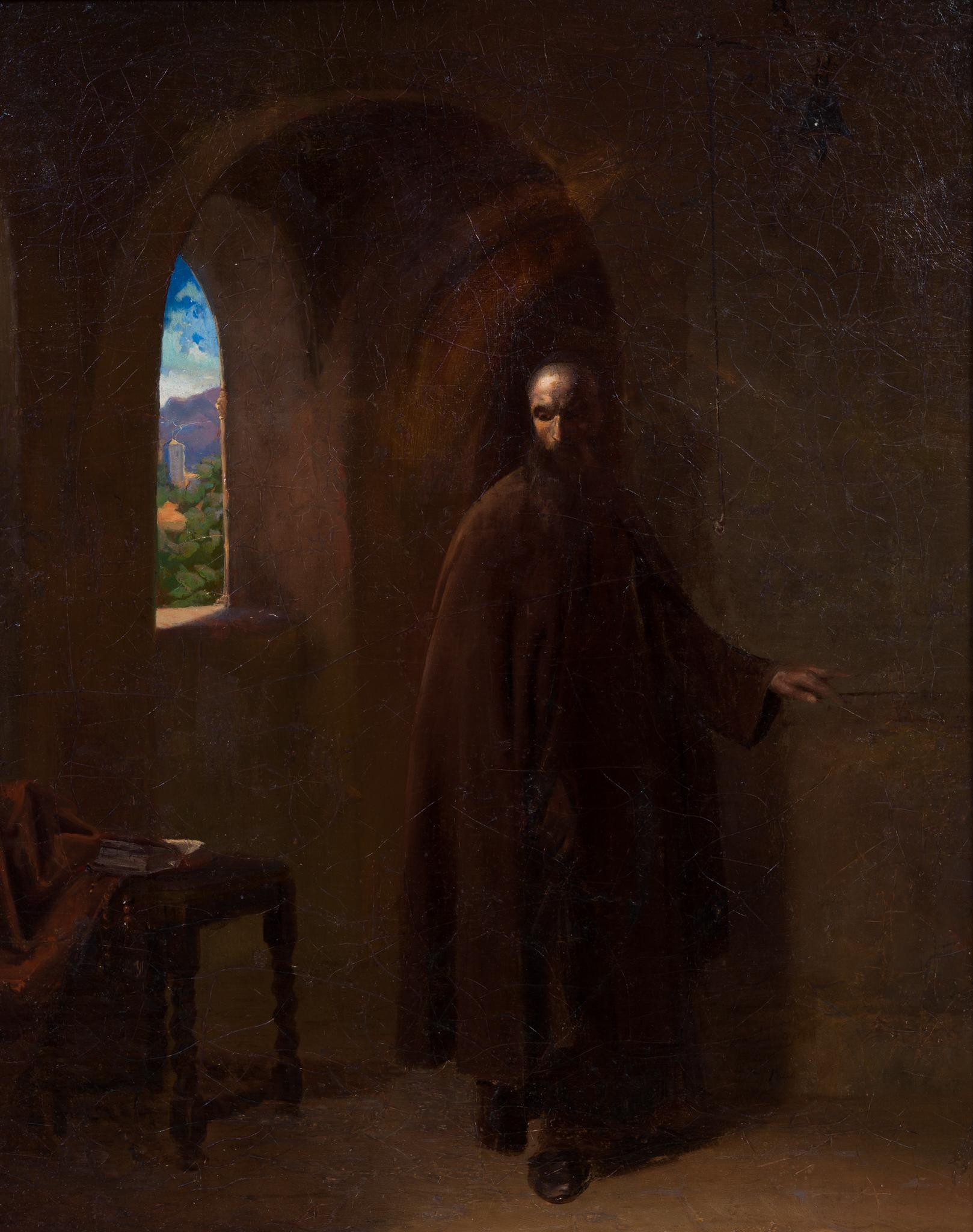 Egron Lundgren (1815-1875)

Monje en una celda monástica

firmado y fechado Egron Lundgren Rom 1848
óleo sobre lienzo revestido
sin enmarcar 62 x 50 cm (24 ½ x 19 ¾ pulg.)
enmarcado 79 x 68 cm (31 x 26 ¾ pulg.)


Ensayo:
Pintada durante los años de