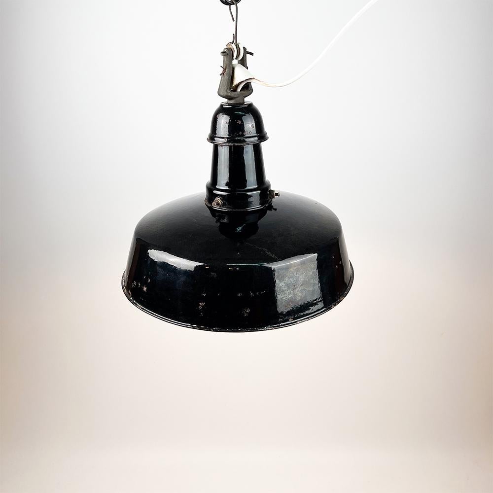 Enameled EGSA industrial enameled metal ceiling lamp, 1950's For Sale