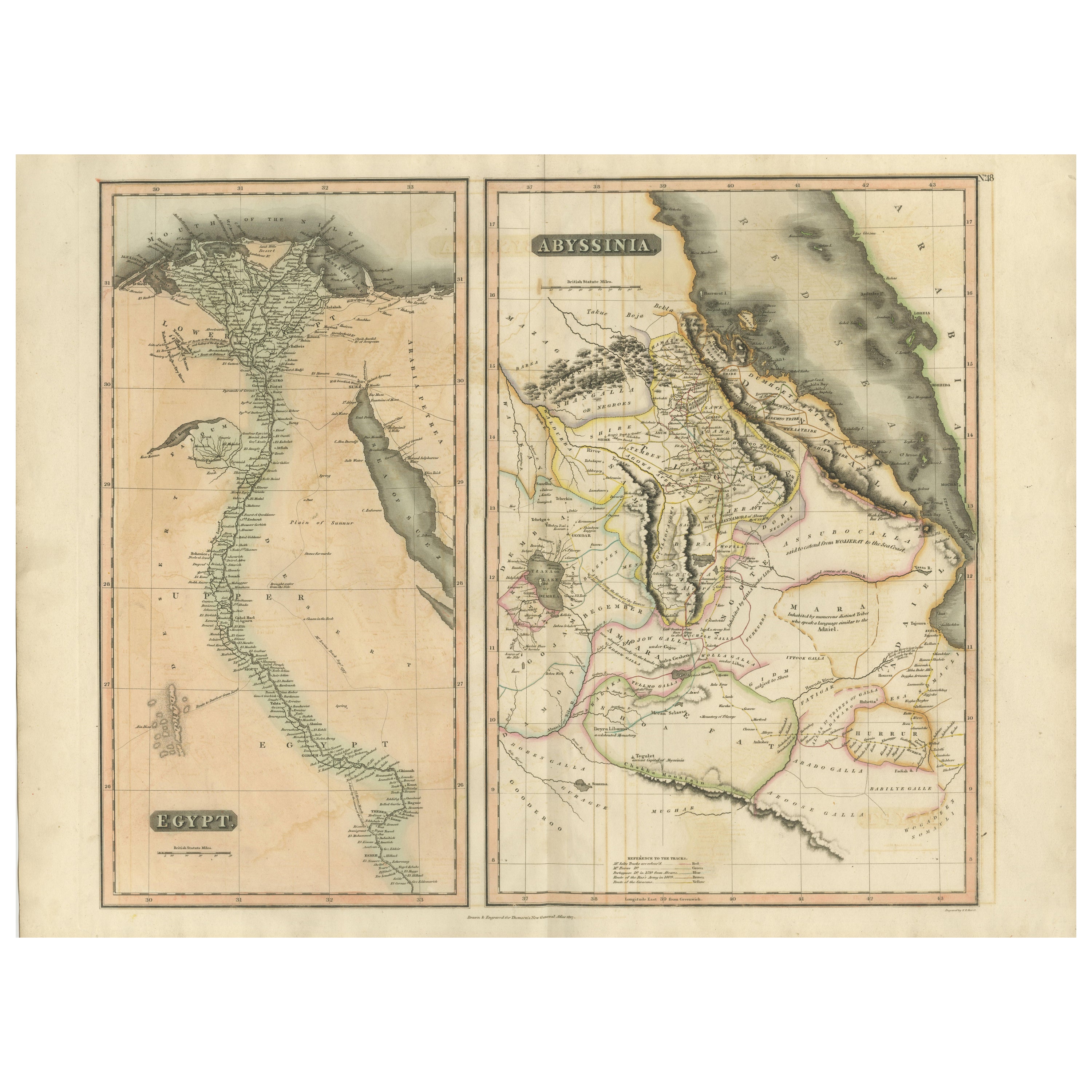 Egypt
Abyssinia – Original Nile Valley and Horn of Africa Maps, c.1817