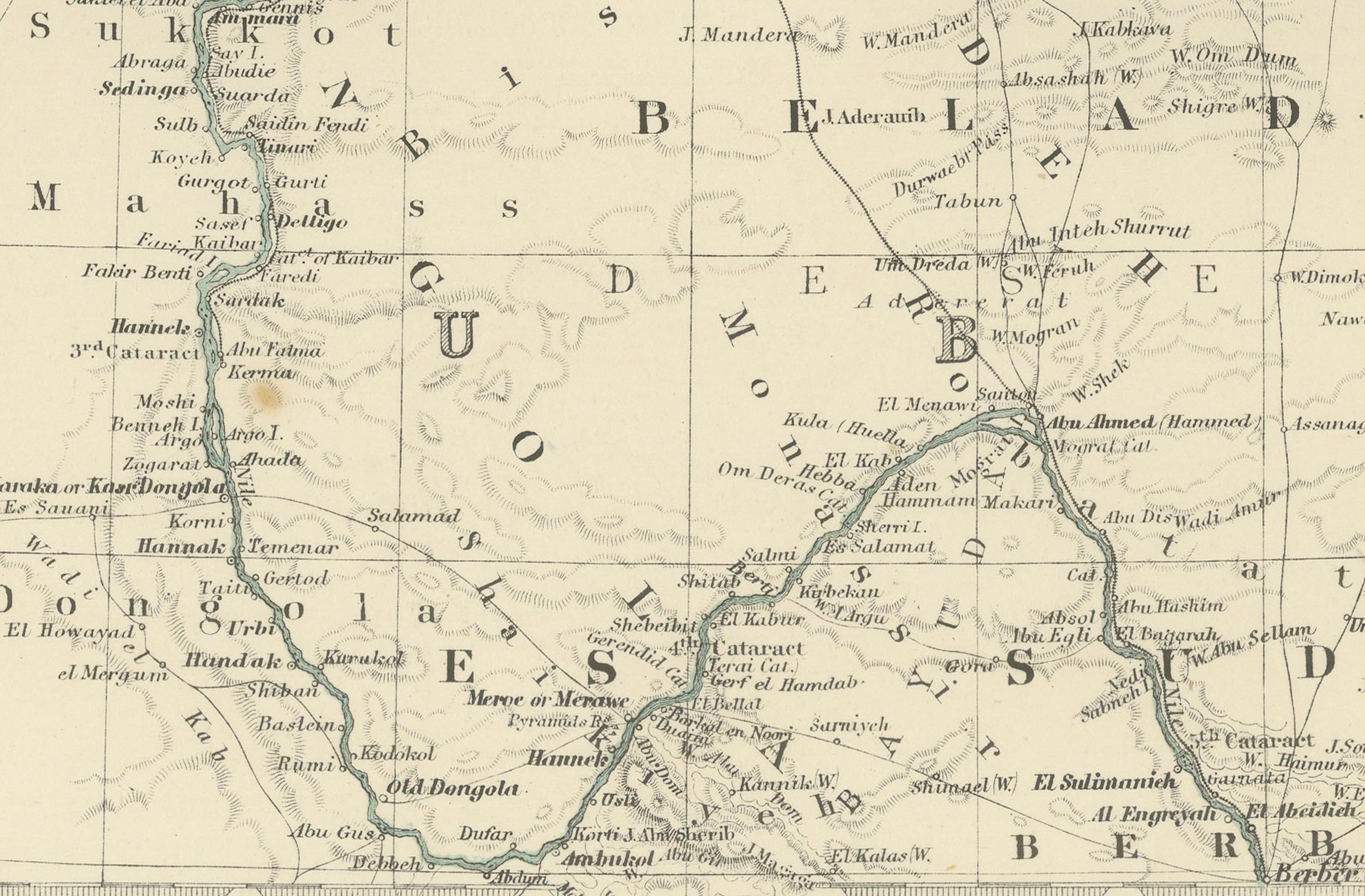 20ième siècle Égypte et Basse-Nubie, 1903 - Carte historique mettant en évidence le Nil et la mer Rouge en vente