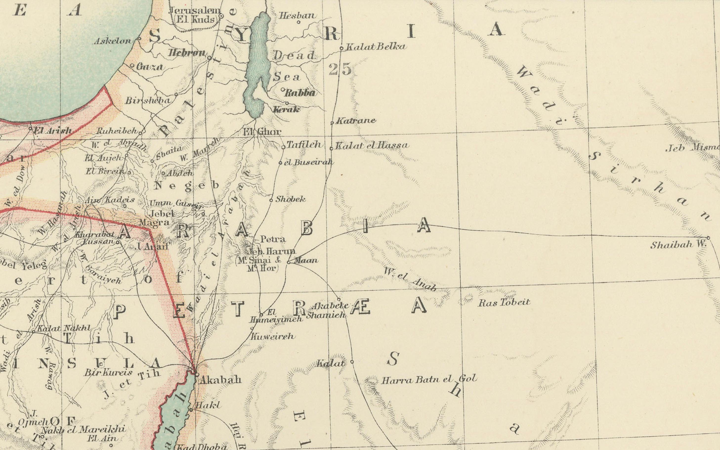 Égypte et Basse-Nubie, 1903 - Carte historique mettant en évidence le Nil et la mer Rouge en vente 1