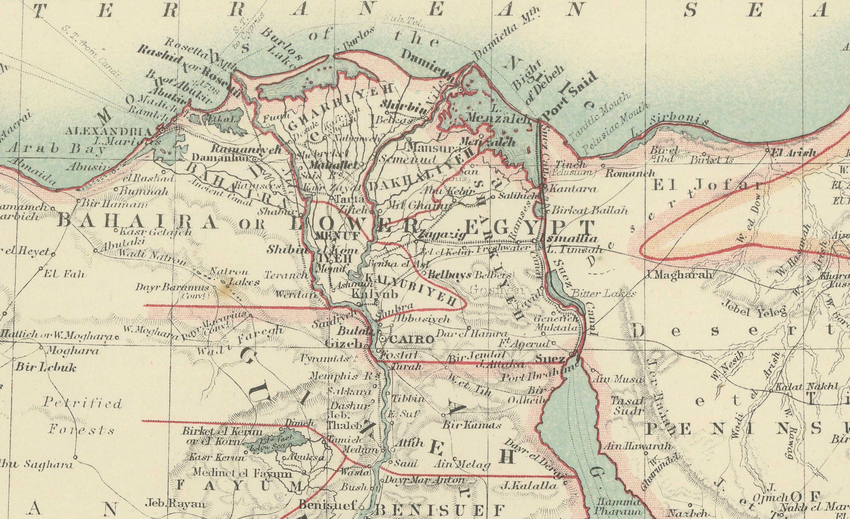 Égypte et Basse-Nubie, 1903 - Carte historique mettant en évidence le Nil et la mer Rouge en vente 2