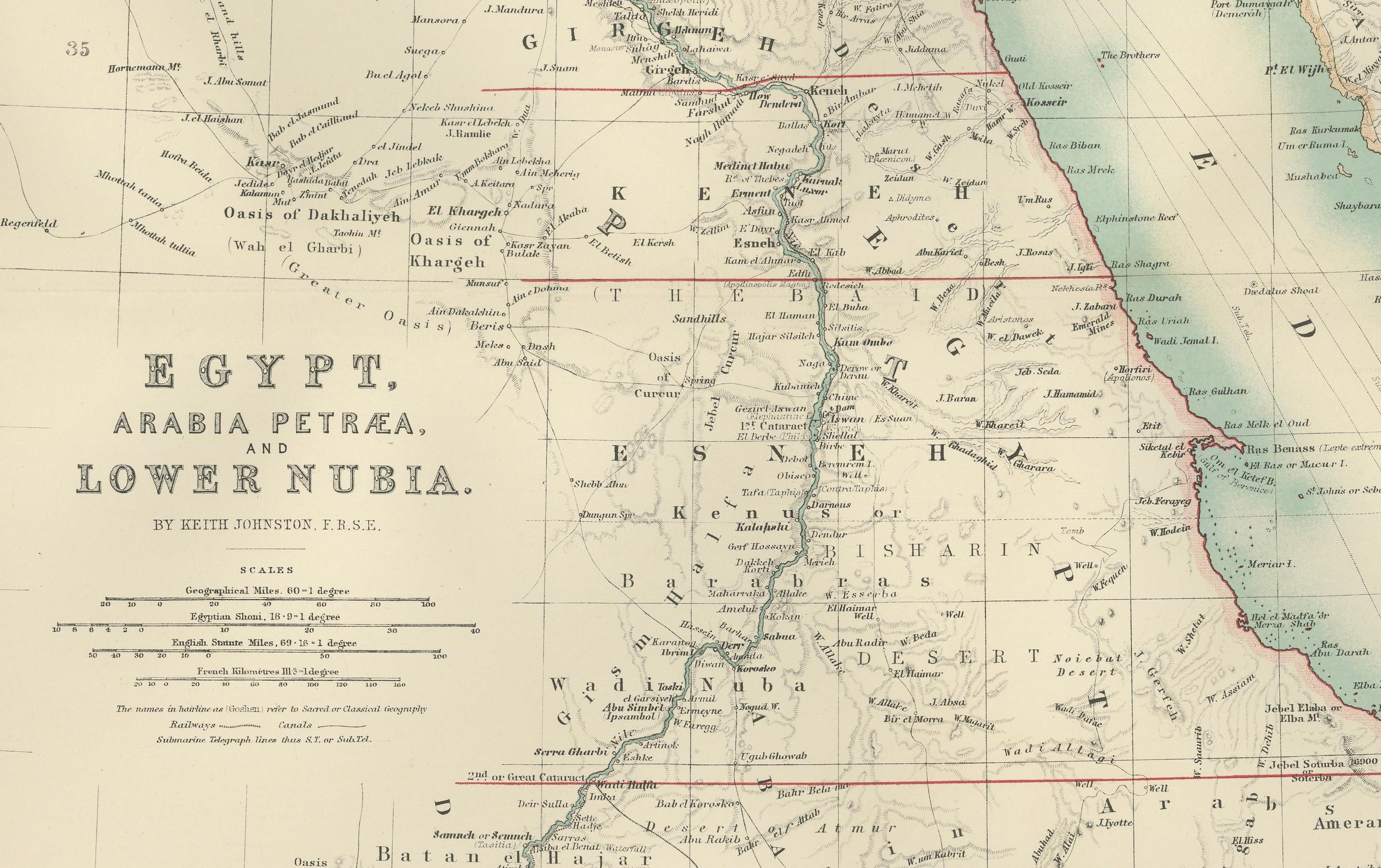 Égypte et Basse-Nubie, 1903 - Carte historique mettant en évidence le Nil et la mer Rouge en vente 3