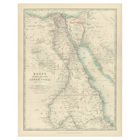 Egypt and Lower Nubia, 1903 - Historical Map Highlighting Nile and Red Sea