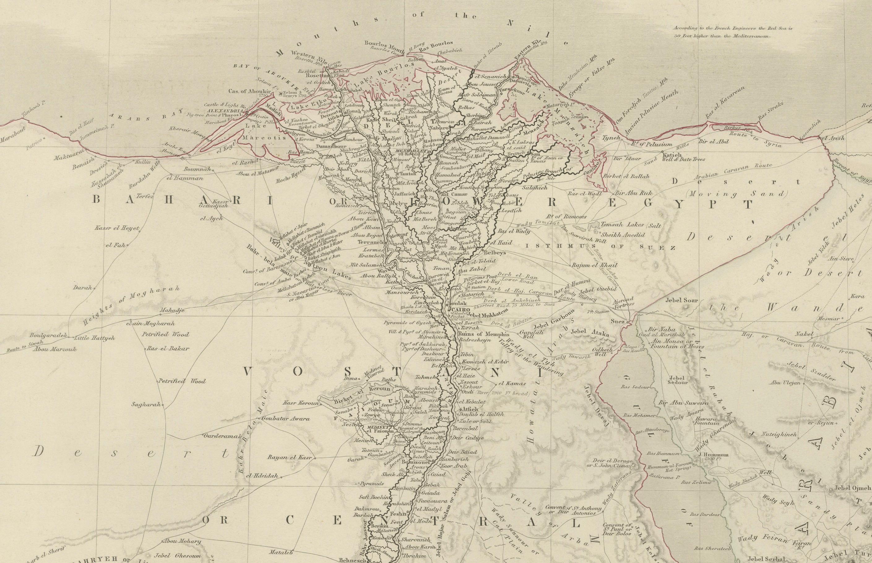 Egypt & Arabia Petraea – Large Nile Map, British Cartography, c.1815