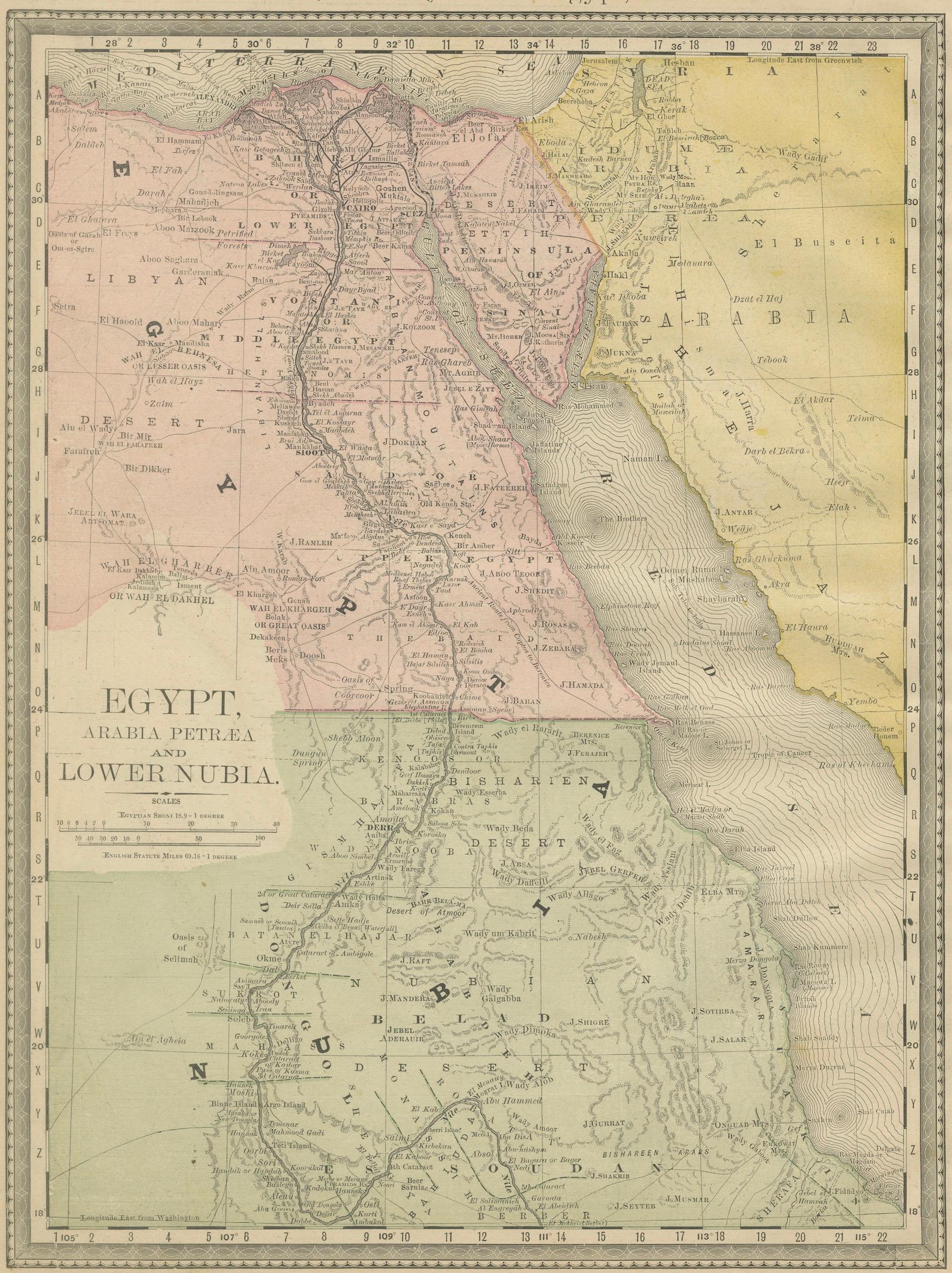 Egypt & Lower Nubia – Elegant Antique Atlas Map of the Nile, ca.1888