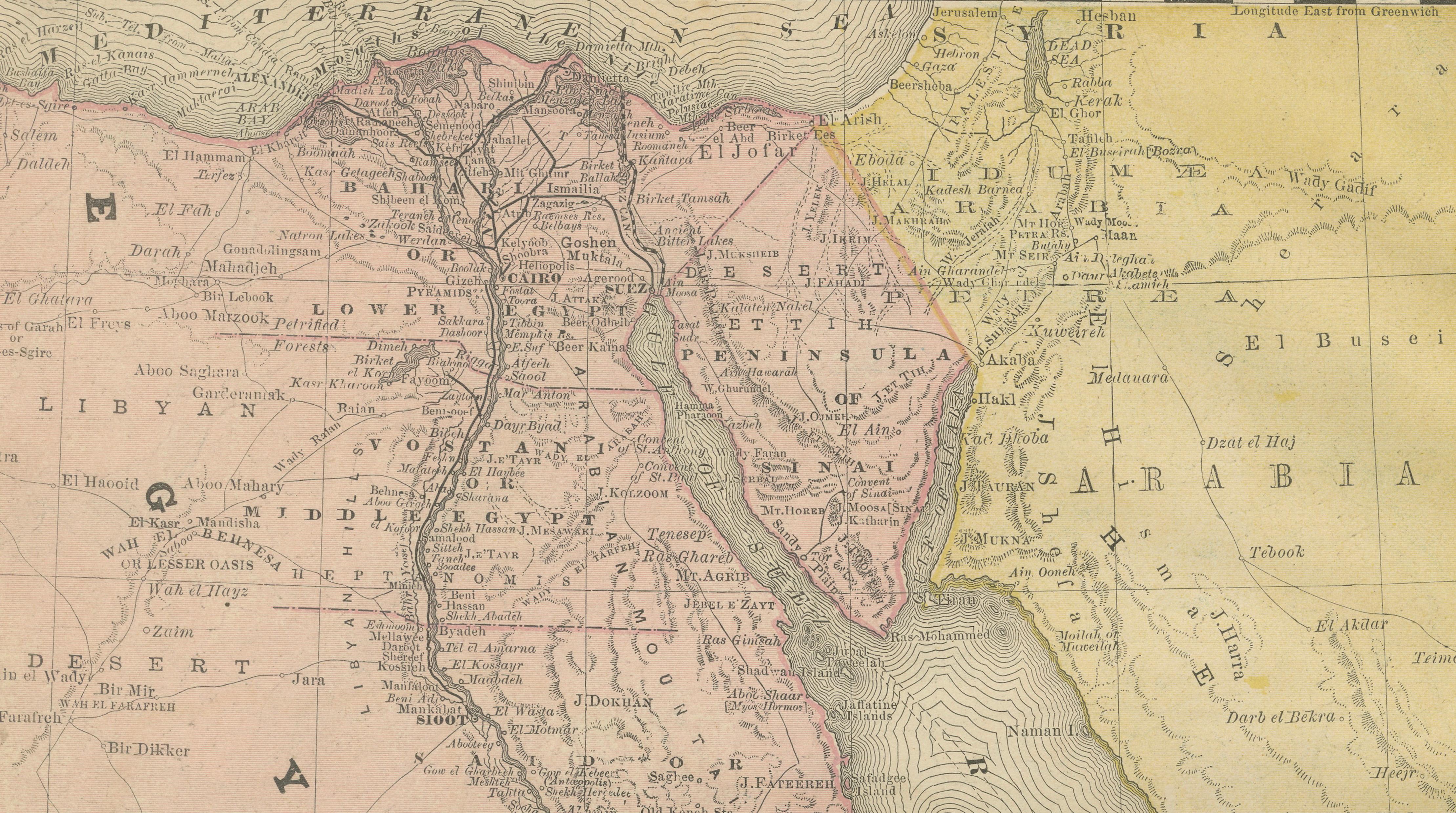 Egypt & Lower Nubia – Elegant Antique Atlas Map of the Nile, ca.1888