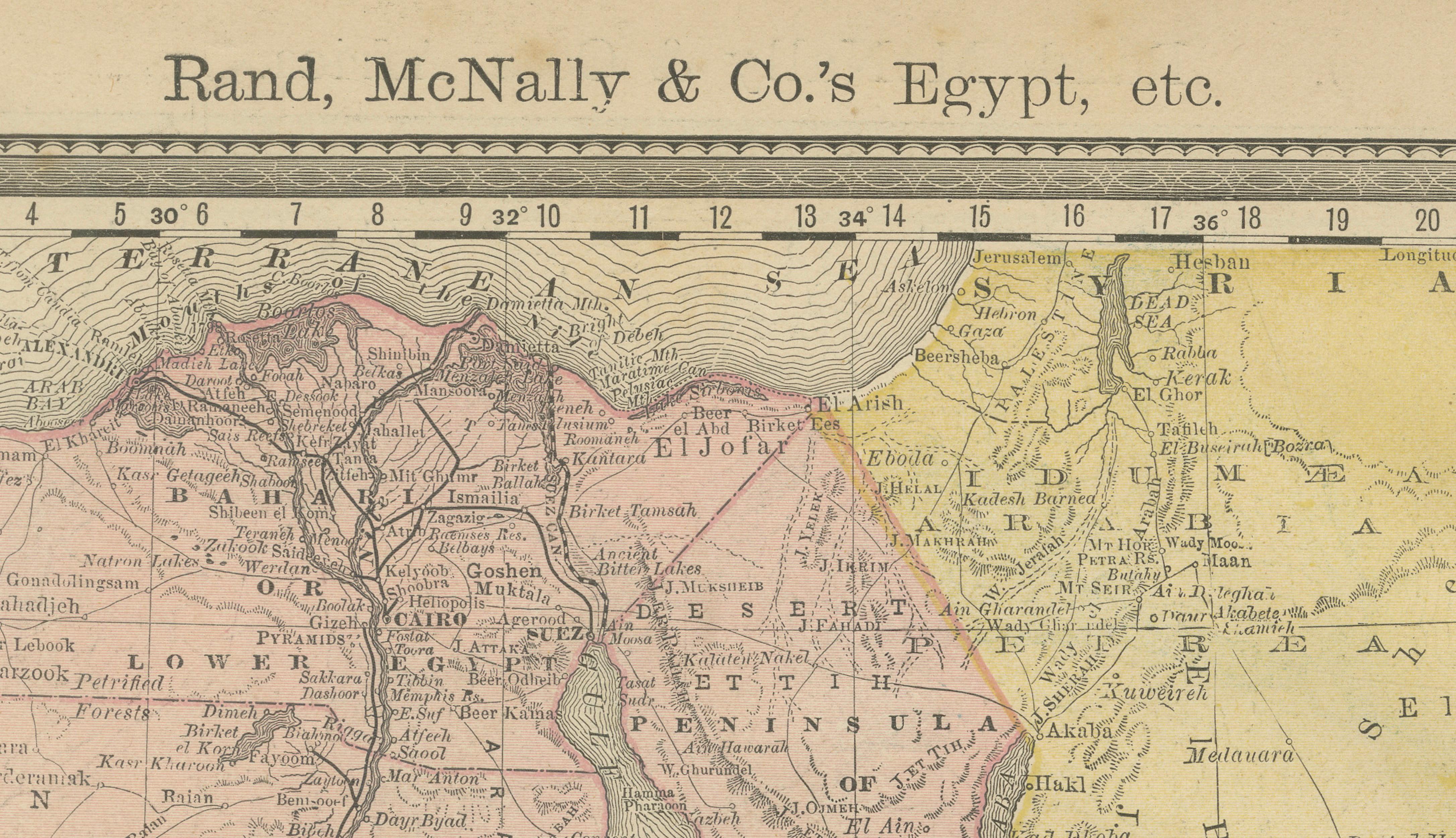 Egypt & Lower Nubia – Elegant Antique Atlas Map of the Nile, ca.1888