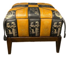 Egypt Pictured Pouf Ottoman Footstool Poof Pouffe Made of Leatherette, 1970s