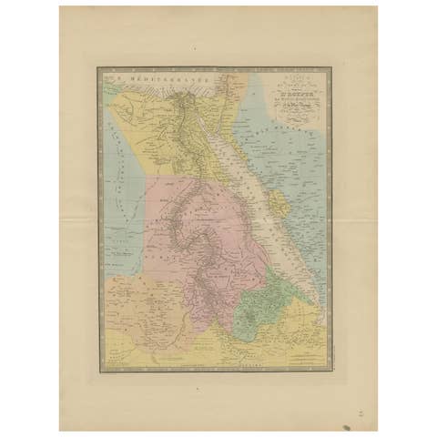 Egypt & Red Sea Antique Map – Detailed 1865 Chart of Nubia and Nile Regions