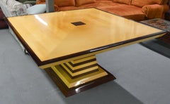 Brueton Egypt Dining Table Square 1990s Post-Modern Sycamore Wenge Stripe Burl