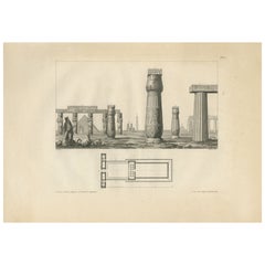 Egypt Temple Ruins with Architectural Plan – Denon Voyage Egypt Engraving 1802