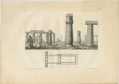 Egypt Temple Ruins with Architectural Plan – Denon Voyage Egypt Engraving 1802