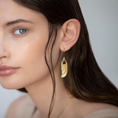 Egyptian 18 Carat Yellow Gold Goddess Isis Wing Earrings