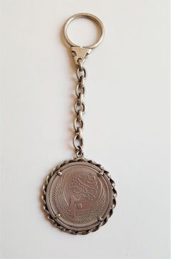 Sphinx égyptien de 1956 20 pièces de monnaie Piastres avec chaîne de clé en argent en très bon état