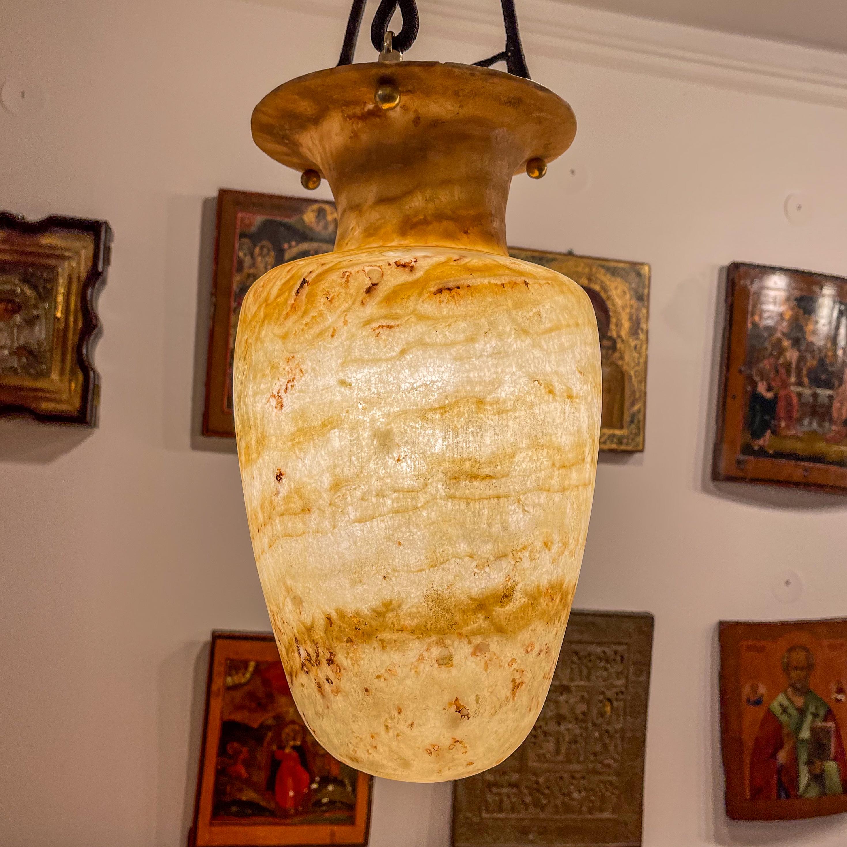 Egyptian Alabaster Amphora Light Fixture For Sale 7