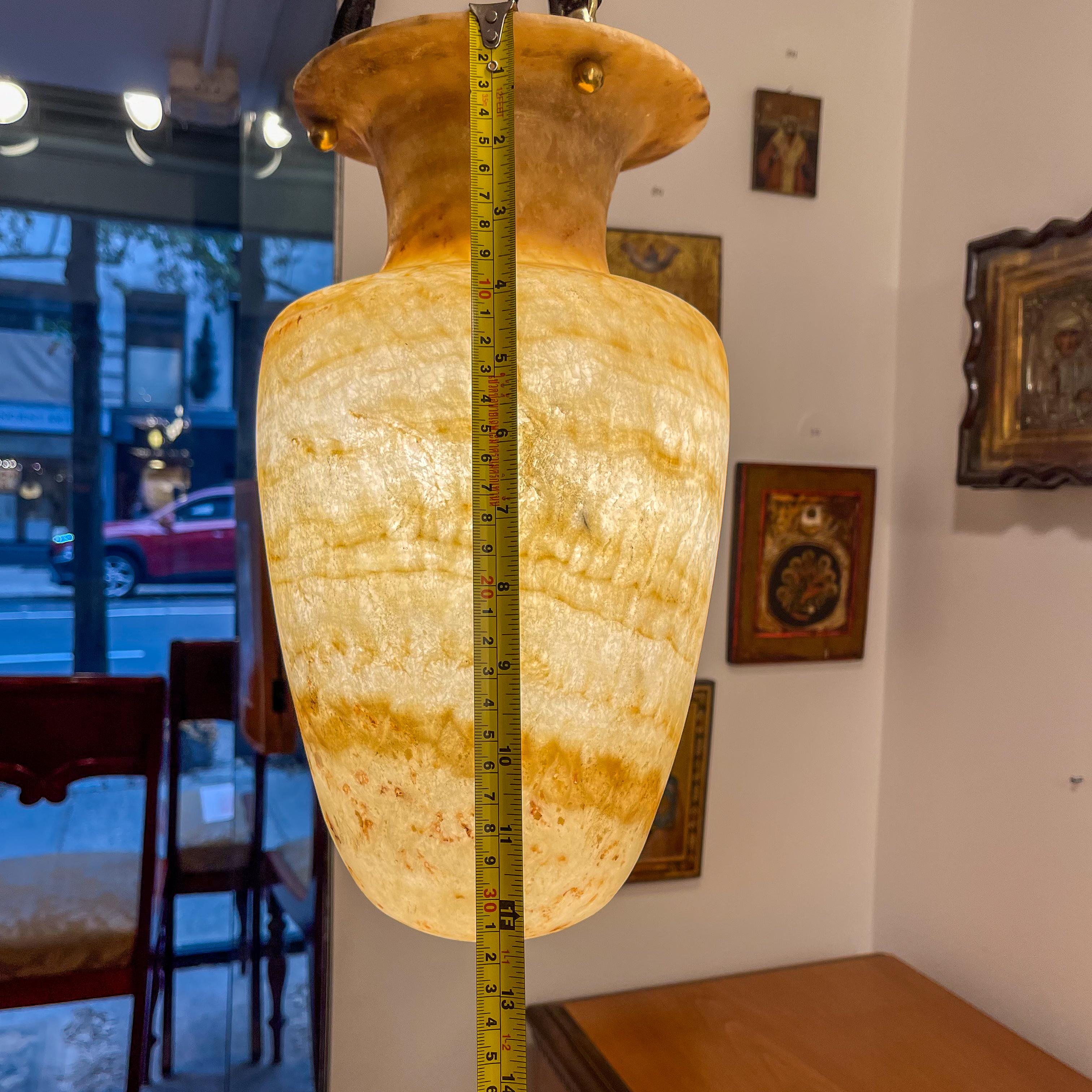 Egyptian Alabaster Amphora Light Fixture For Sale 10