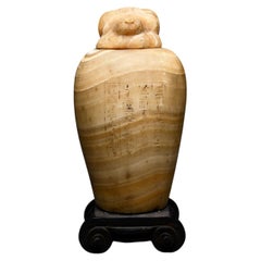 Egyptian Alabaster Canopic Jar of PEDIHORMEDNU