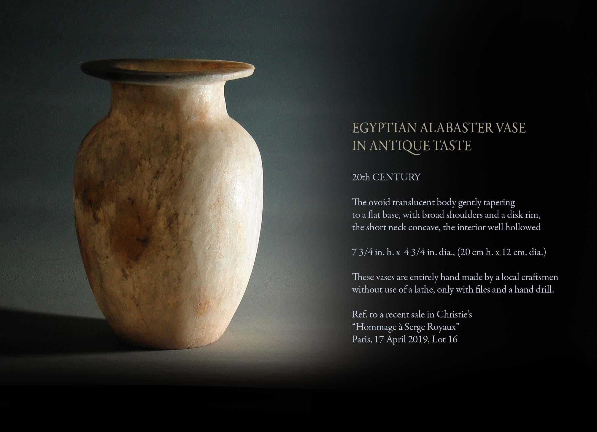 Egyptian Alabaster Vase in Antique Taste, 20th Century 2