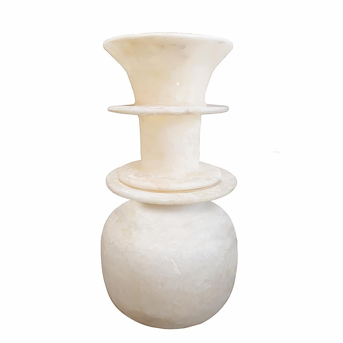 Contemporary Egyptian Alabaster Vase, Medium