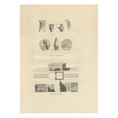Egyptian Antiquities from Gaza and Malta, Antique Engraving, c.1802