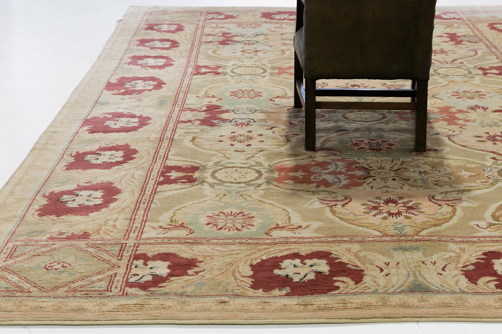 Hand-Knotted Egyptian Axminster Design Rug For Sale