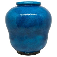 Egyptian Blue Faience French Vase, circa 1920