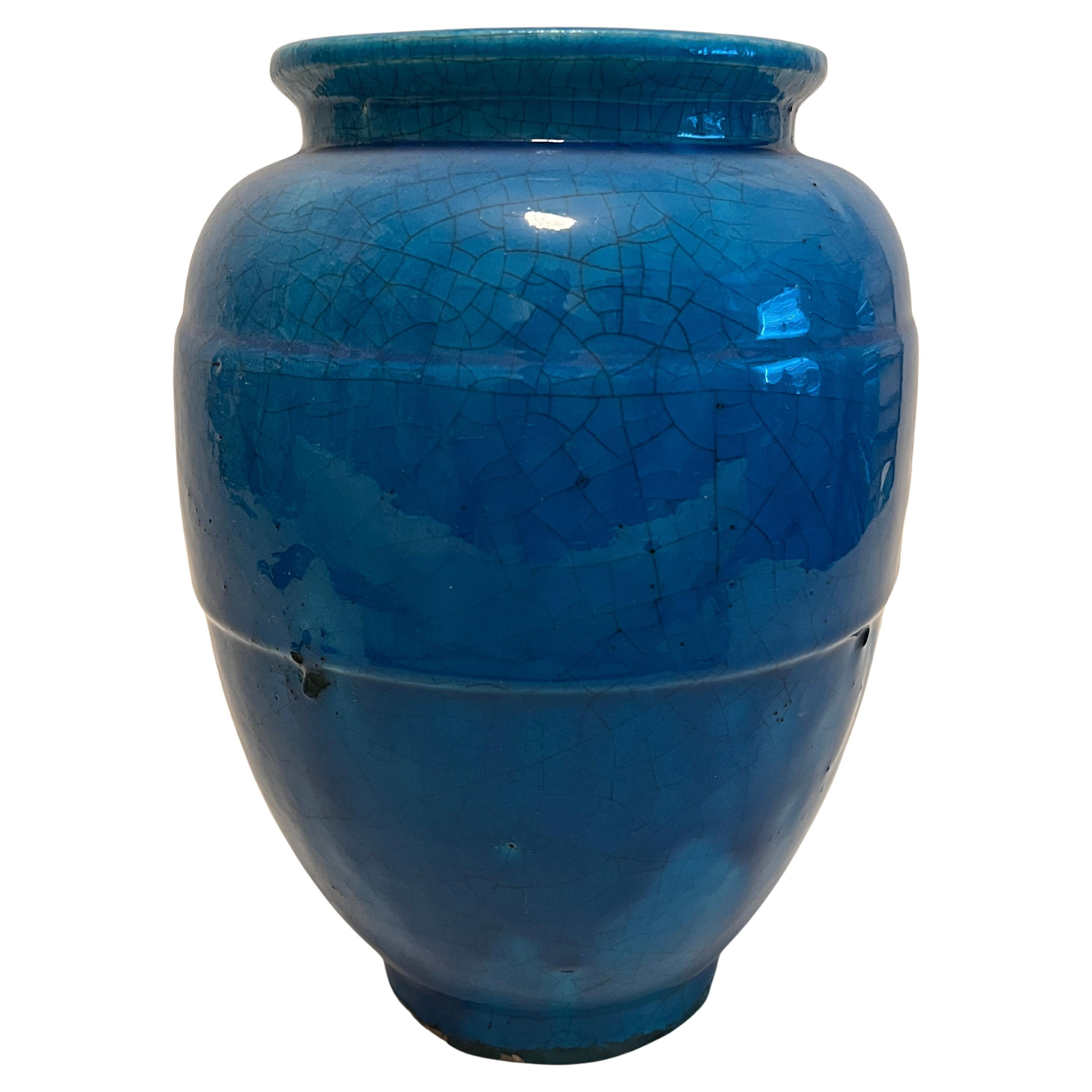 Egyptian Blue French Art Pottery Vase by Lachenal 