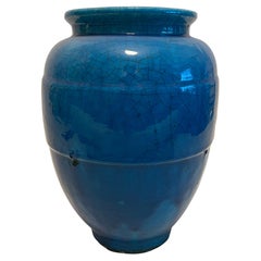 Vintage Egyptian Blue French Art Pottery Vase by Lachenal 