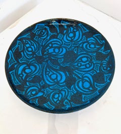 Egyptian Blue Wall Ceramique Plate by Edmond Lachenal