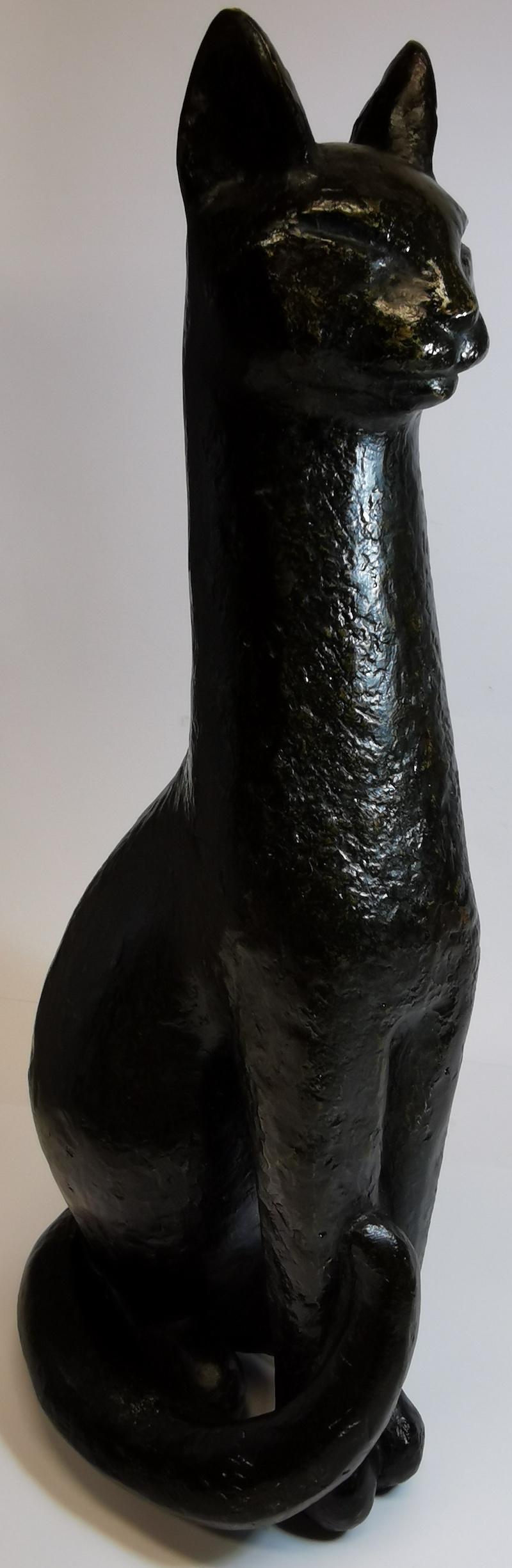Mid-20th Century Egyptian Bronze Cat For Sale