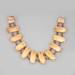 Egyptian Cartouche Bracelet Vintage 14k Yellow Gold Nefertiti & Tutankhamun